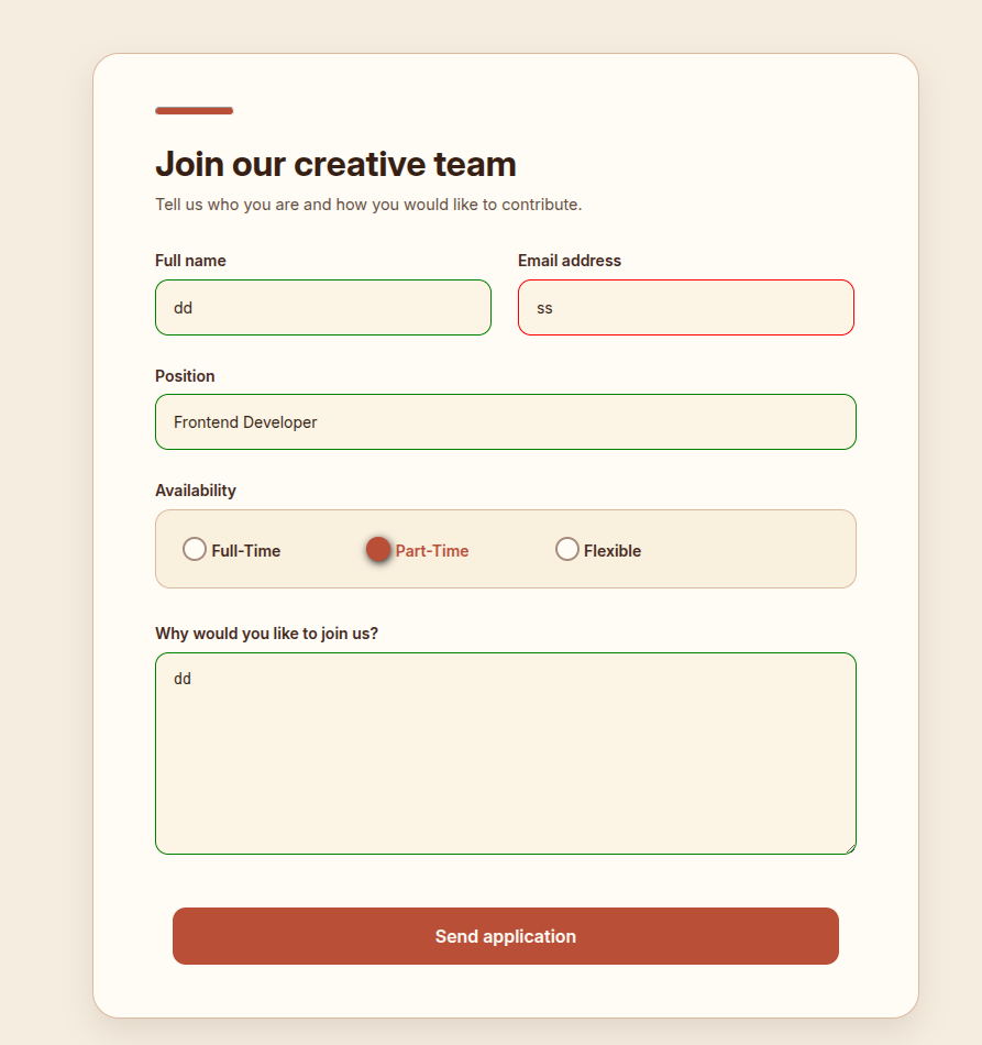 Preview of Job Application Form