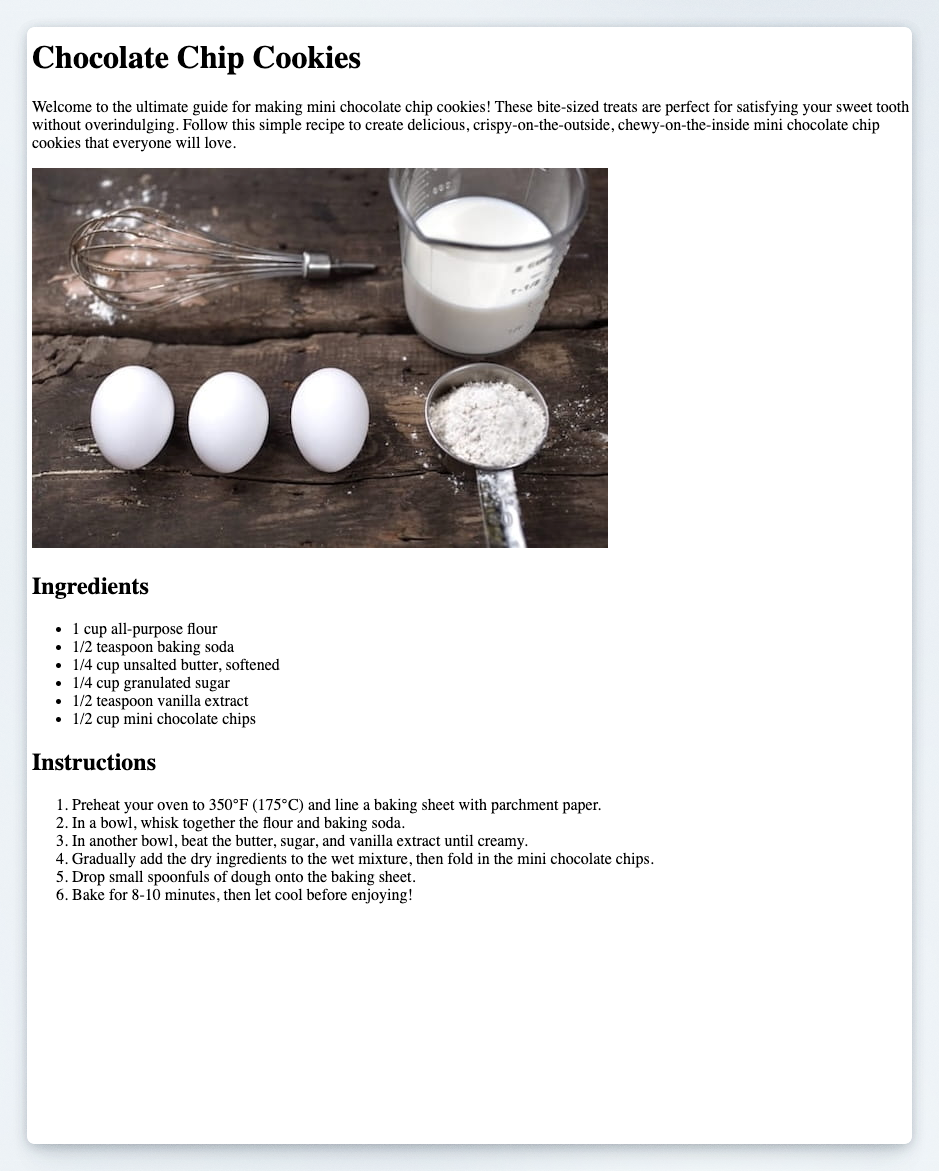 Preview of the chocolate chip cookie recipe page