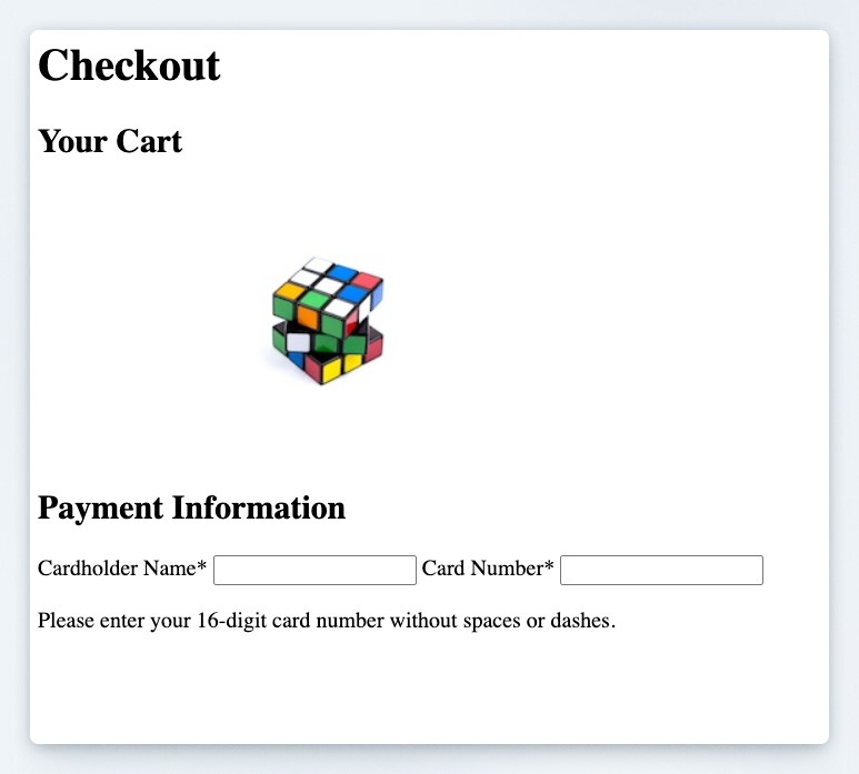 Preview of the checkout page